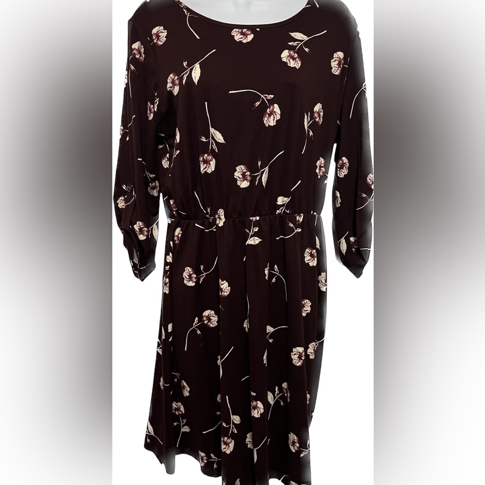 French Grey | Burgundy Floral Dress